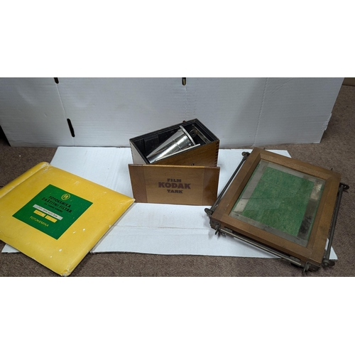 2014 - Boxed Film Kodak Tank developing kit with darkroom protective filter and printers frame