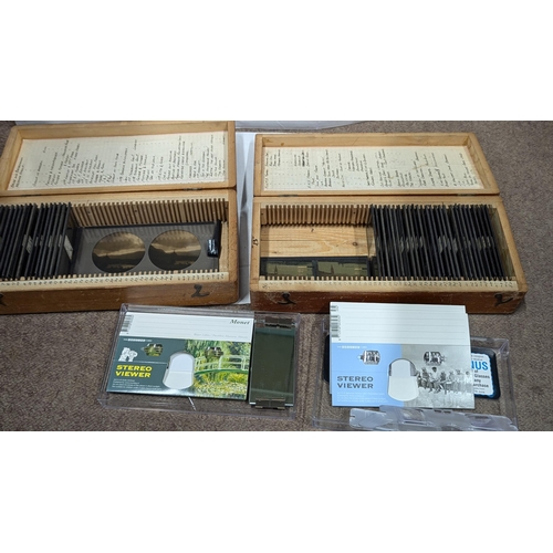 2016 - Two boxes of glass slides with a collection of early 21st C. viewers