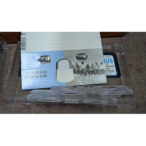 2016 - Two boxes of glass slides with a collection of early 21st C. viewers