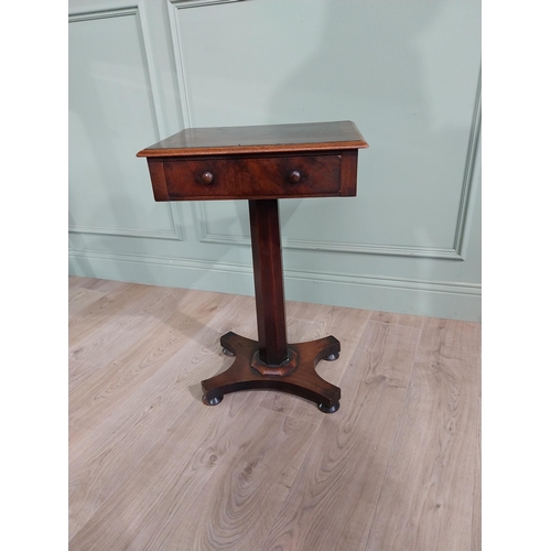 203 - 19th C. mahogany and rosewood cross banned lamp table raised on turned column and four out swept fee... 