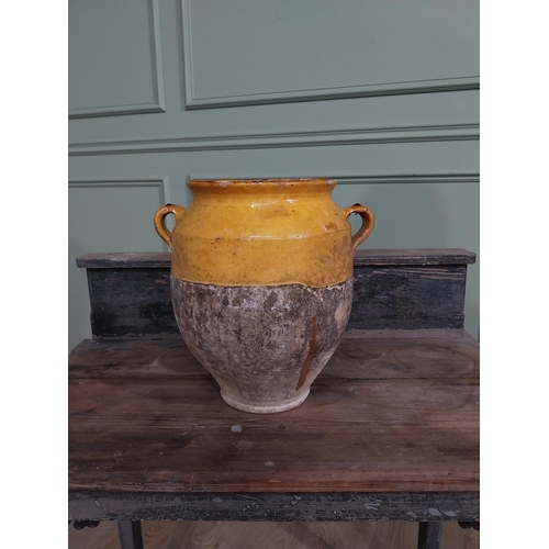 21 - Rare 19th C. glazed terracotta confit pot {31 cm H x 30 cm Dia.}.