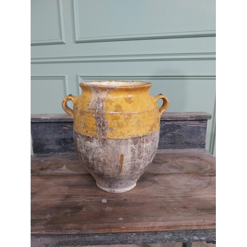 21 - Rare 19th C. glazed terracotta confit pot {31 cm H x 30 cm Dia.}.