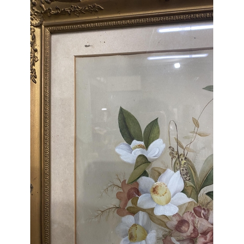 211 - Early 20th C. Still Life watercolour mounted in giltwood frame {47 cm H x 36 cm W}.