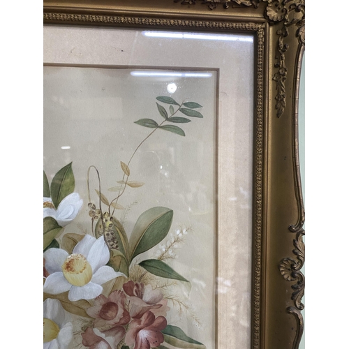 211 - Early 20th C. Still Life watercolour mounted in giltwood frame {47 cm H x 36 cm W}.