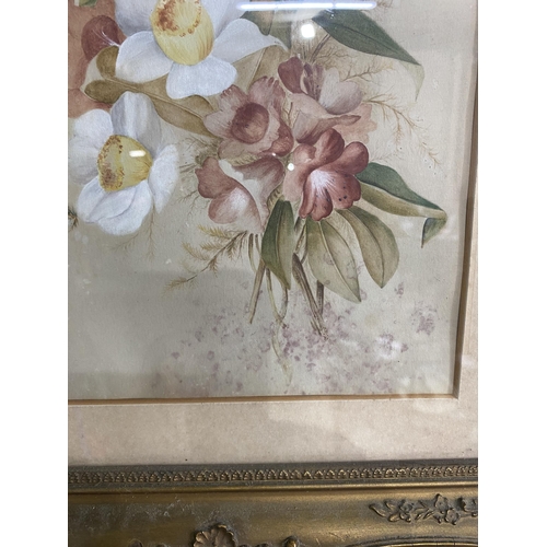 211 - Early 20th C. Still Life watercolour mounted in giltwood frame {47 cm H x 36 cm W}.