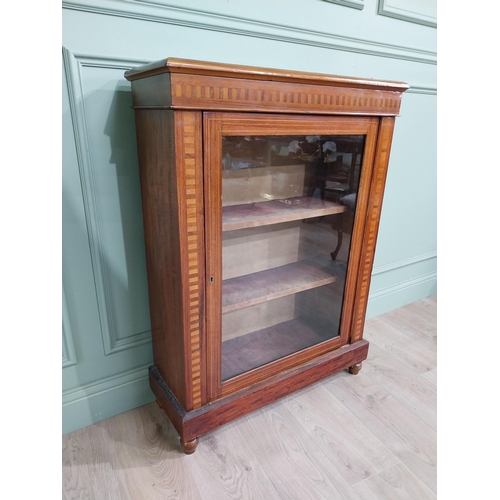 213 - 19th C. rosewood and satinwood inlaid pier cabinet with single glazed door {105 cm H x 76 cm W x 30 ... 