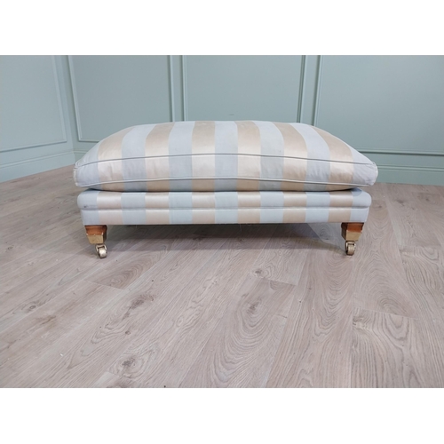 218 - Exceptional quality Duresta Hardy footstool upholstered in Powder Blue Stripped and Gold raised on s... 