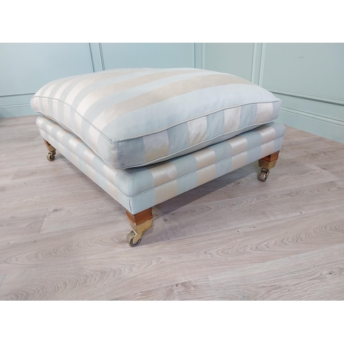 218 - Exceptional quality Duresta Hardy footstool upholstered in Powder Blue Stripped and Gold raised on s... 