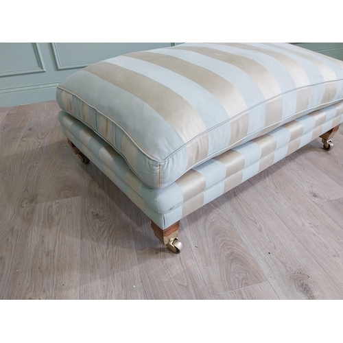 218 - Exceptional quality Duresta Hardy footstool upholstered in Powder Blue Stripped and Gold raised on s... 