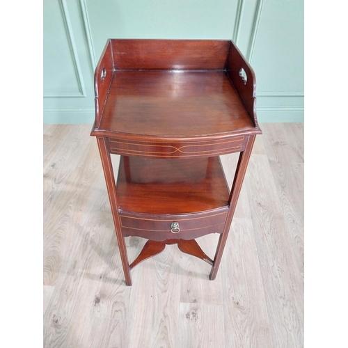 220 - 19th C. mahogany and satinwood inlaid washstand with gallery top and single drawer raised on square ... 