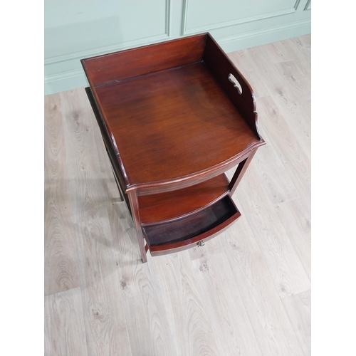 220 - 19th C. mahogany and satinwood inlaid washstand with gallery top and single drawer raised on square ... 