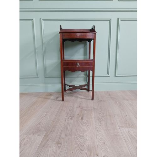 220 - 19th C. mahogany and satinwood inlaid washstand with gallery top and single drawer raised on square ... 