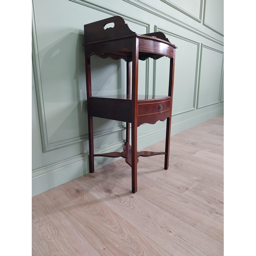 220 - 19th C. mahogany and satinwood inlaid washstand with gallery top and single drawer raised on square ... 