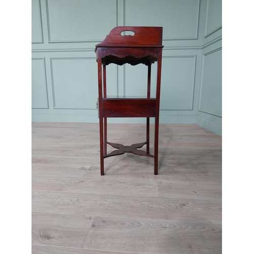 220 - 19th C. mahogany and satinwood inlaid washstand with gallery top and single drawer raised on square ... 