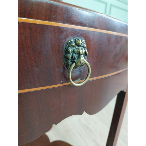 220 - 19th C. mahogany and satinwood inlaid washstand with gallery top and single drawer raised on square ... 