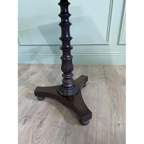 221 - William IV mahogany chess table with specimen marble top raised on turned column and platform base {... 