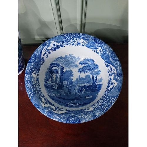 222 - Early 20th C. Copeland Spode blue and white jug and basin set {28 cm H x 34 cm Dia.}.