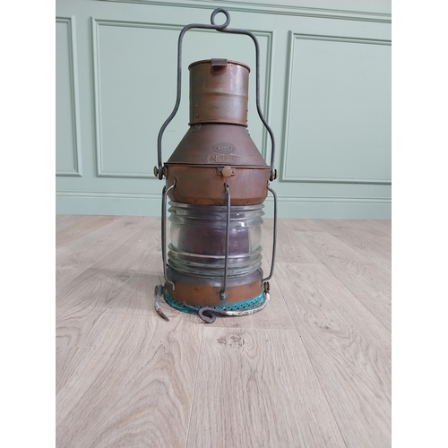 223 - Early 20th C. copper ship's lantern. Griffiths and Sons Birmingham NUC {66 cm H x 29 cm Dia.}.