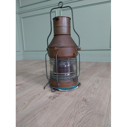 223 - Early 20th C. copper ship's lantern. Griffiths and Sons Birmingham NUC {66 cm H x 29 cm Dia.}.