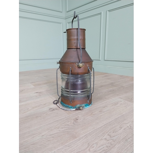 223 - Early 20th C. copper ship's lantern. Griffiths and Sons Birmingham NUC {66 cm H x 29 cm Dia.}.