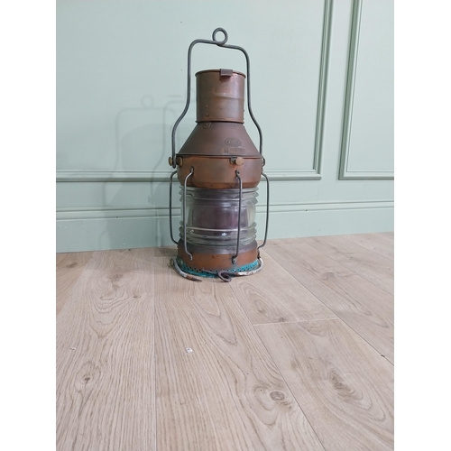 223 - Early 20th C. copper ship's lantern. Griffiths and Sons Birmingham NUC {66 cm H x 29 cm Dia.}.