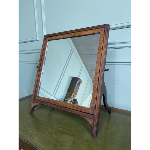 225 - Regency mahogany and satinwood inlaid dressing table mirror {61 cm H x 58 cm W x 28 cm D}.