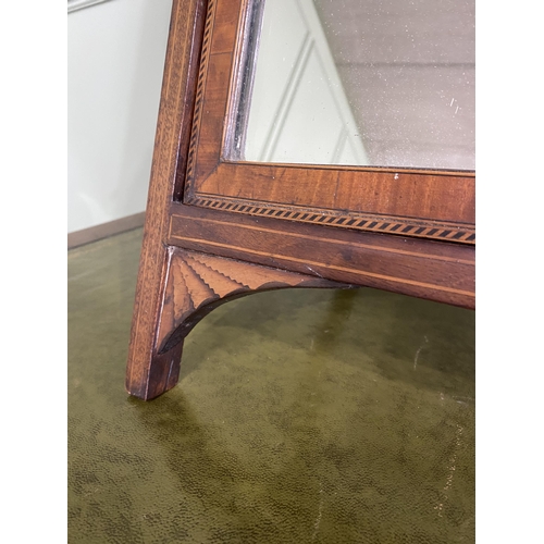 225 - Regency mahogany and satinwood inlaid dressing table mirror {61 cm H x 58 cm W x 28 cm D}.