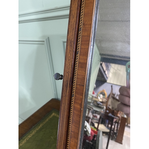 225 - Regency mahogany and satinwood inlaid dressing table mirror {61 cm H x 58 cm W x 28 cm D}.