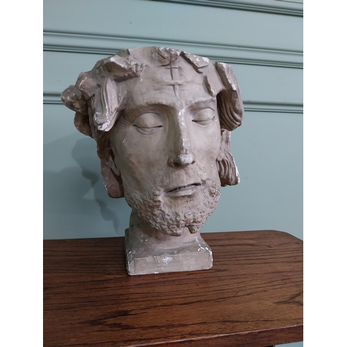 226 - 19th C. plaster bust of Christ {35 cm H x 30 cm W x 30 cm D}.