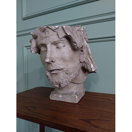 226 - 19th C. plaster bust of Christ {35 cm H x 30 cm W x 30 cm D}.