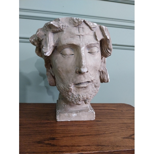 226 - 19th C. plaster bust of Christ {35 cm H x 30 cm W x 30 cm D}.