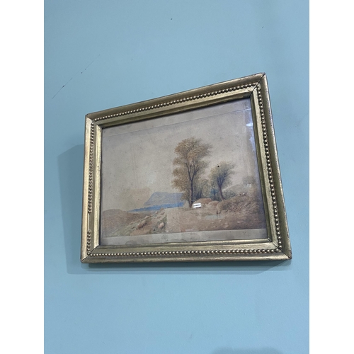 227 - Early 20th C. Mountain scene watercolour mounted in gilt frame and Mountain scene oil on canvas moun... 