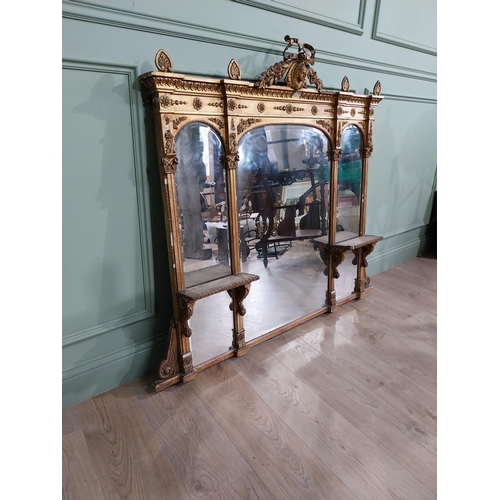 228 - 19th C. giltwood over mantle mirror decorated with central mask and swags {120 cm H x 124 cm W}.