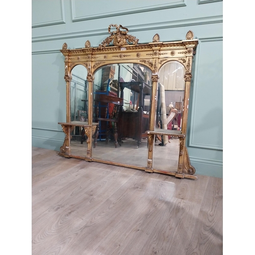 228 - 19th C. giltwood over mantle mirror decorated with central mask and swags {120 cm H x 124 cm W}.