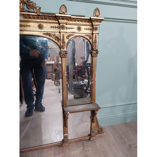 228 - 19th C. giltwood over mantle mirror decorated with central mask and swags {120 cm H x 124 cm W}.