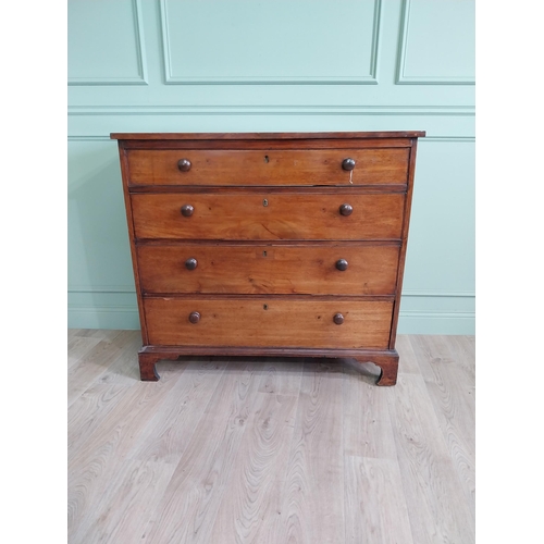 24 - 19th C. mahogany chest of drawers with four long graduated drawers raised on bracket feet {108 cm H ... 