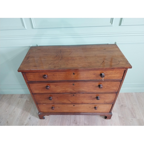 24 - 19th C. mahogany chest of drawers with four long graduated drawers raised on bracket feet {108 cm H ... 