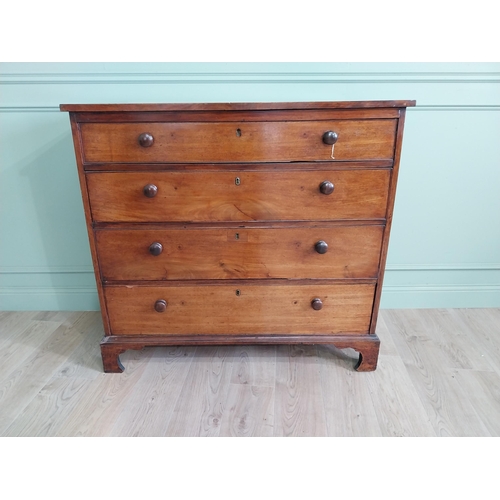 24 - 19th C. mahogany chest of drawers with four long graduated drawers raised on bracket feet {108 cm H ... 