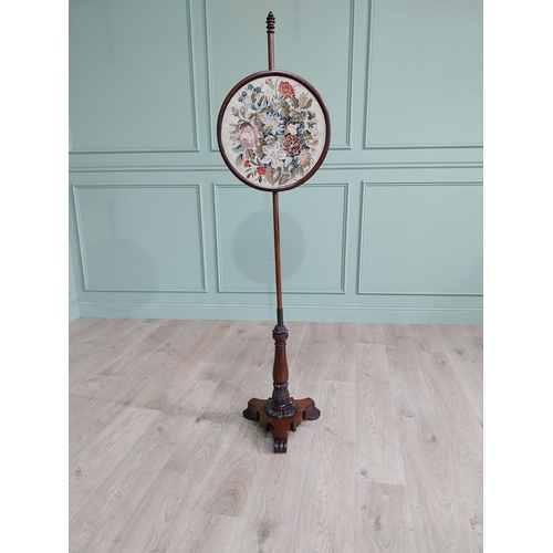 240 - Good quality William IV rosewood pole screen with inset tapestry panel {170 cm H x 44 cm W}.