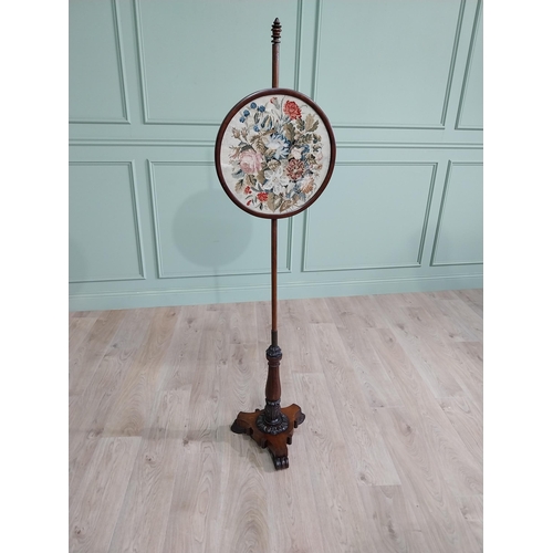 240 - Good quality William IV rosewood pole screen with inset tapestry panel {170 cm H x 44 cm W}.