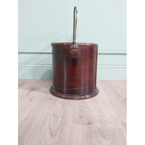 243 - Irish Georgian mahogany and brass plate bucket. {51 cm H x 34 cm Dia.}.