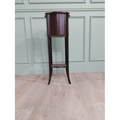 245 - Edwardian mahogany jardiniere with original brass liner. {98 cm H x 33 cm W x 33 cm D}.