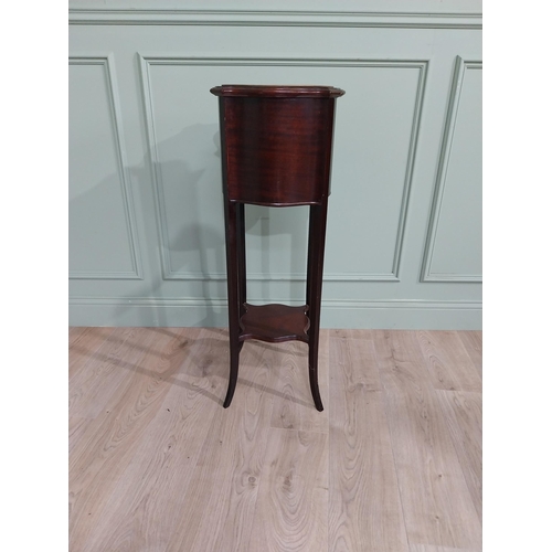 245 - Edwardian mahogany jardiniere with original brass liner. {98 cm H x 33 cm W x 33 cm D}.