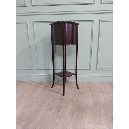 245 - Edwardian mahogany jardiniere with original brass liner. {98 cm H x 33 cm W x 33 cm D}.