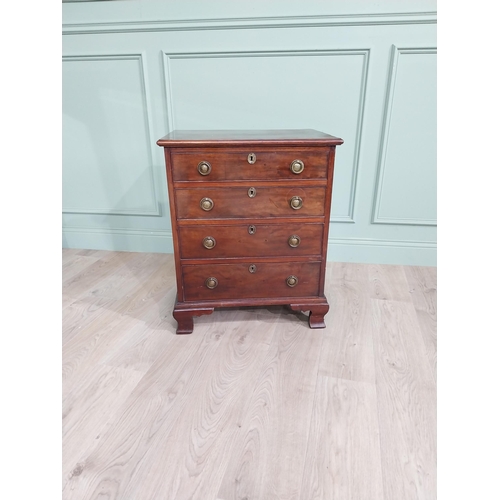 246 - 19th C. mahogany bachelors chest of drawers with four graduated drawers raised on bracket feet {74 c... 