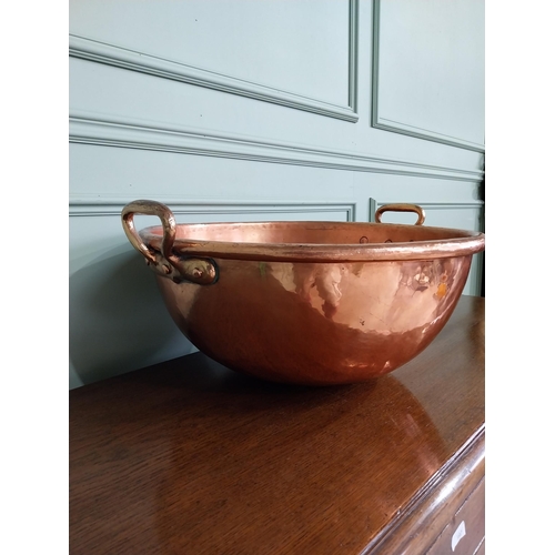 251 - Large French Georgian copper preserving pan {28 cm H x 59 cm Dia.}.