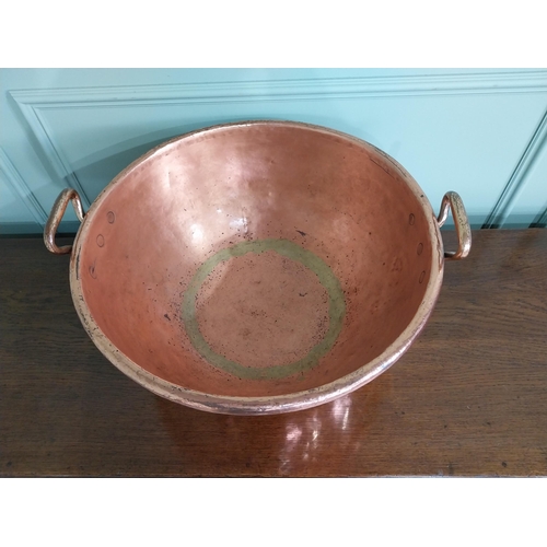 251 - Large French Georgian copper preserving pan {28 cm H x 59 cm Dia.}.