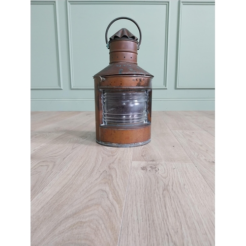 252 - Early 20th C. copper Ship's lantern. {53 cm H x 27 cm W x 27 cm D}.