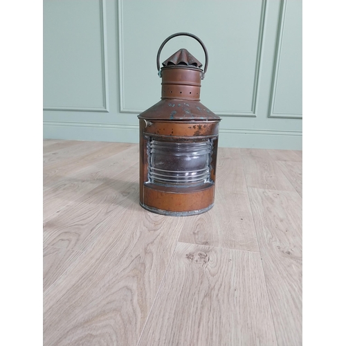 252 - Early 20th C. copper Ship's lantern. {53 cm H x 27 cm W x 27 cm D}.