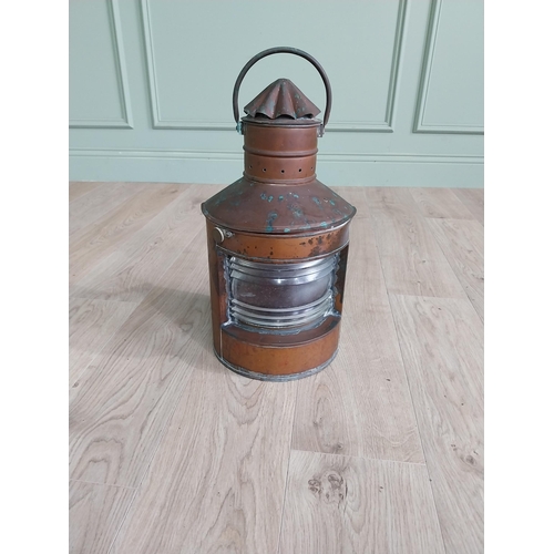 252 - Early 20th C. copper Ship's lantern. {53 cm H x 27 cm W x 27 cm D}.